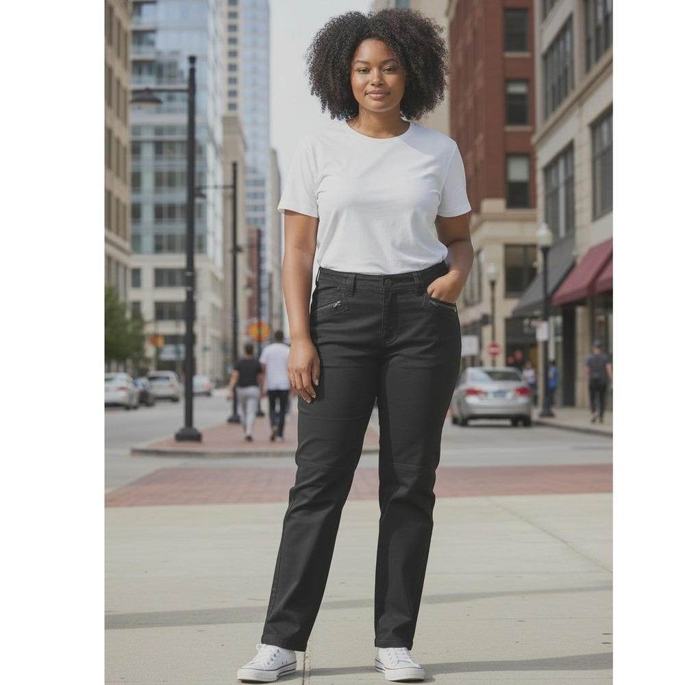 Khakis & Co Women Black Utility Cargo‎ Pants Size 10 Zipper Pockets